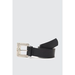 Trendyol Black Metal Buckle Leather Looking Belt vyobraziť