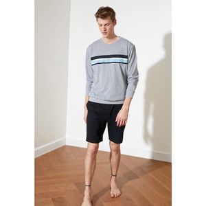 Trendyol Grey Striped Knitted Pajama Set vyobraziť