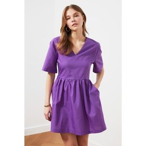 Trendyol Purple Pocket V-Neck Dress vyobraziť