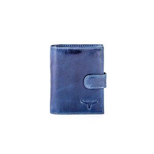 A navy blue leather wallet fastened with a latch vyobraziť