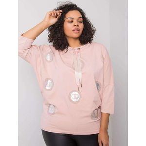 Dusty pink cotton blouse with drawstrings vyobraziť