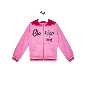 Light pink sweatshirt for a girl with patches and an inscription vyobraziť