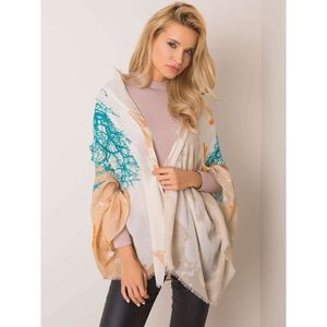 Beige and turquoise scarf with a print vyobraziť