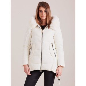 Ecru women´s quilted winter jacket vyobraziť