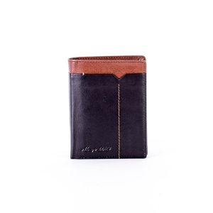 Men´s black leather wallet with brown finish vyobraziť