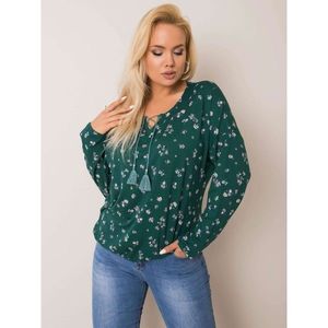 Dark green plus size blouse with flowers vyobraziť
