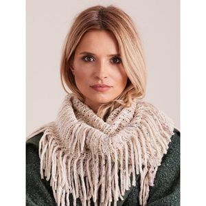 Melange scarf with ecru fringes vyobraziť