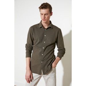 Trendyol Khaki Men's Honeycomb Textured Extra Slim Fit Shirt Collar Knitted Shirt vyobraziť