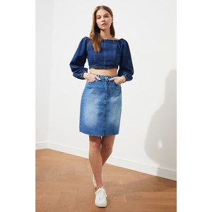 Trendyol Blue Skirt Tip Cut Denim Skirt vyobraziť