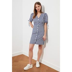 Trendyol Navy Striped Shirt Dress vyobraziť