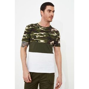 Trendyol Khaki Male Slim Fit Paneled Bike Collar T-Shirt vyobraziť