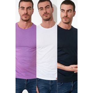 Trendyol MulticolorEd Men's Basic 3 Pack-Slim Fit Bike Collar Short Sleeve T-Shirt vyobraziť