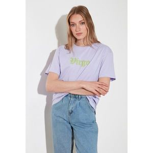 Trendyol Lila Virgo Printed Boyfriend Knitted T-Shirt vyobraziť