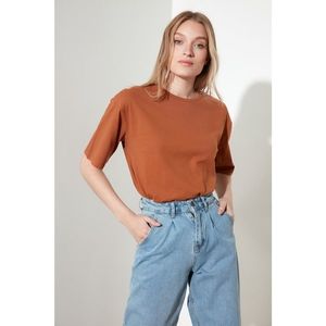 Trendyol Loose Knitted T-Shirt WITH Cinnamon Embroidery vyobraziť