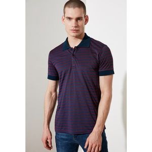 Trendyol Purple Male Slim Fit Short Sleeve Striped Polo Neck T-shirt vyobraziť
