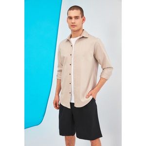 Trendyol Beige Men's Regular Fit Back Printed Shirt vyobraziť