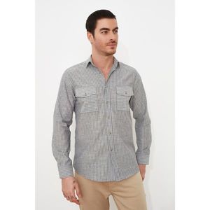 Trendyol Indigo Men's Regular Fit Shirt Collar Striped Shirt Shirt vyobraziť