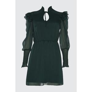 Trendyol Dark Emerald Green Gipe Detailed Chiffon Dress vyobraziť