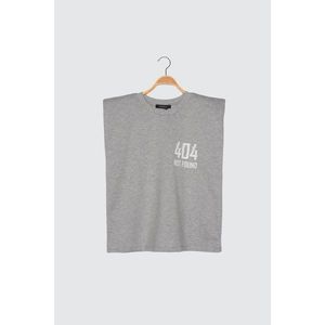 Trendyol Gray Printed Sleeveless Knitted T-Shirt vyobraziť