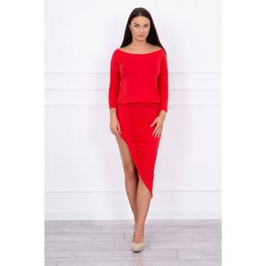 Asymmetric dress, 3/4 sleeve red vyobraziť