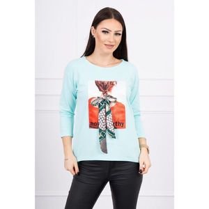 Blouse with graphics 3D Noteworthy mint vyobraziť