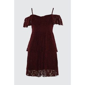Trendyol Burgundy Shoulder Open Lace Dress vyobraziť