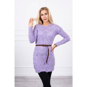 Sweater with a decorative belt purple vyobraziť
