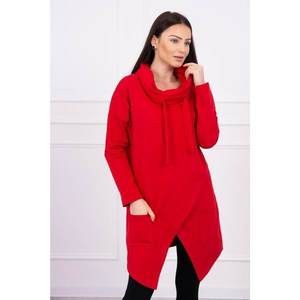 Tunic with envelope front Oversize red vyobraziť