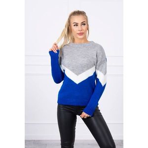 Sweater with geometric patterns gray+mauve-blue vyobraziť