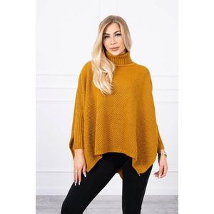 Turtleneck sweater and side slits mustard vyobraziť