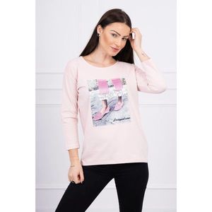 Blouse with graphics 3D with zircons powdered pink vyobraziť