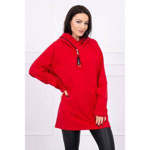 Tunic with a zipper on the hood Oversize red vyobraziť