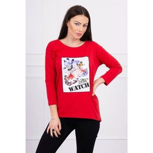 Blouse with graphics 3D Watch red vyobraziť