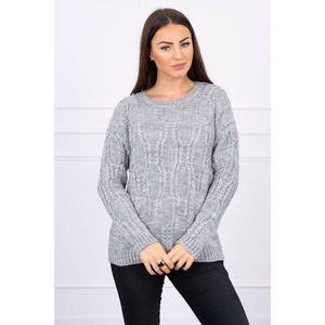 Sweater with an openwork weave gray vyobraziť