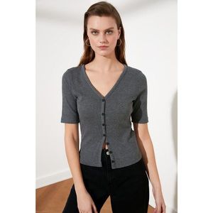 Trendyol Anthracite Button Detailed Knitted Blouse vyobraziť