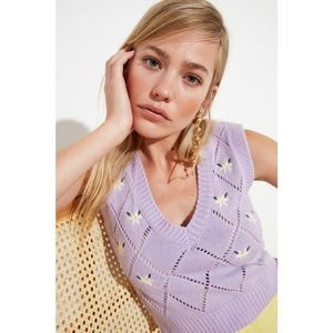 Trendyol Lila Embroidered Knitwear Blouse vyobraziť