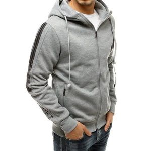 Light gray BX4880 men's zipped sweatshirt with headphones vyobraziť
