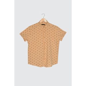 Trendyol Mustard Men's Regular Fit Short Sleeve Printed Shirt vyobraziť