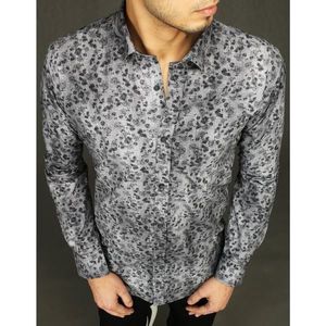 Gray men's shirt with patterns DX2026 vyobraziť