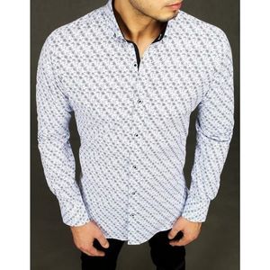 White elegant men's shirt with patterns DX2020 vyobraziť