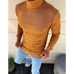 Men's camel turtleneck sweater WX1581 vyobraziť