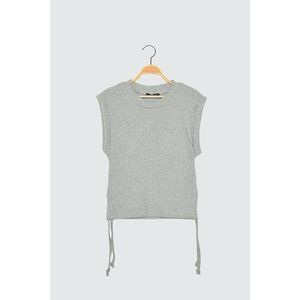 Trendyol Grey Pucker Detailed Knitted Blouse vyobraziť