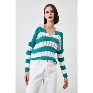 Trendyol Oil Color Striped Shedding Detailed Knitwear Sweater vyobraziť