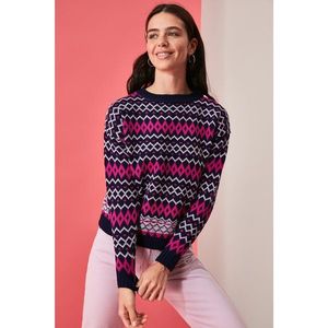 Trendyol Navy Jacquard Knitwear Sweater vyobraziť