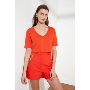 Trendyol Orange V-Neck Crop Knitted Blouse vyobraziť
