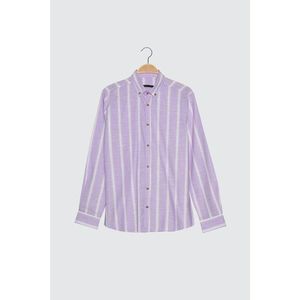 Trendyol Lila Men's Slim Fit ButtonEd Collar Striped Long Sleeve Shirt vyobraziť