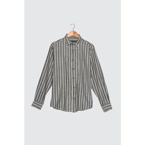 Trendyol Black Men's Relax Fit Single Pocket Striped Shirt vyobraziť