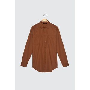 Trendyol Camel Men's Regular Fit Shirt Collar Double Cover Pocket Shirt vyobraziť