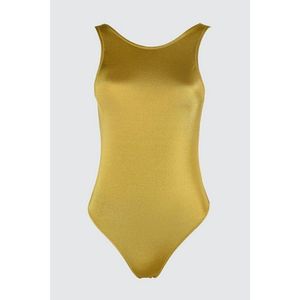Trendyol Mustard Halter Collar Swimsuit vyobraziť