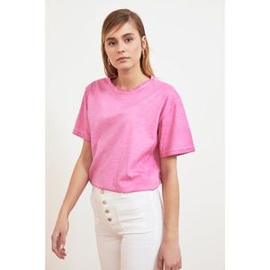 Trendyol Pink WashEd Boyfriend Knitted T-Shirt vyobraziť